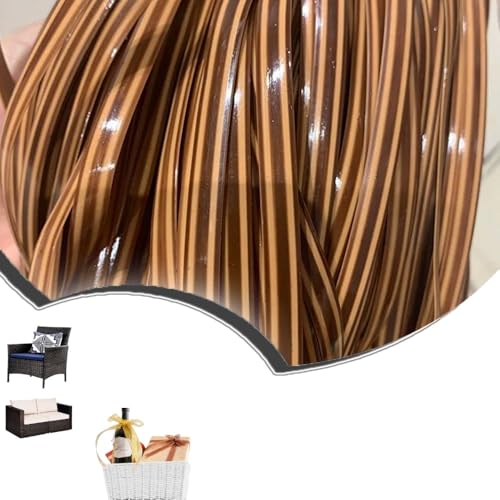 ZIUSFAC Polyethylen RattanstäBchen Reparaturmaterial Kunststoff Rattan 60m Synthetische Korbgeflecht Wicker Repair Material Für Rattanstuhl Tischkorb(Brown 2) von ZIUSFAC