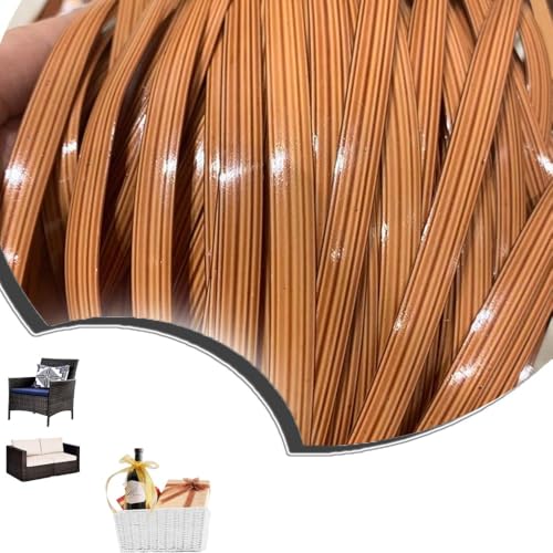 ZIUSFAC Polyethylen RattanstäBchen Reparaturmaterial Kunststoff Rattan 60m Synthetische Korbgeflecht Wicker Repair Material Für Rattanstuhl Tischkorb(Brown 5) von ZIUSFAC