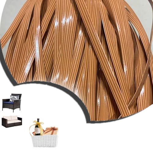 ZIUSFAC Polyethylen RattanstäBchen Reparaturmaterial Kunststoff Rattan 60m Synthetische Korbgeflecht Wicker Repair Material Für Rattanstuhl Tischkorb(Brown 6) von ZIUSFAC