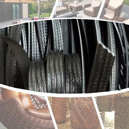 ZIUSFAC Rattan Weben Material Kunststoff Rattan Reparaturmaterial PE Wicker Repair Material Synthetische Rattan-Reparaturset Korbgeflecht Möbel Reparatur-Set(4 Black) von ZIUSFAC