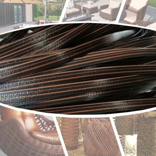 ZIUSFAC Rattan Weben Material Kunststoff Rattan Reparaturmaterial PE Wicker Repair Material Synthetische Rattan-Reparaturset Korbgeflecht Möbel Reparatur-Set(Black Brown) von ZIUSFAC