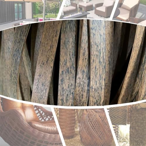 ZIUSFAC Rattan Weben Material Kunststoff Rattan Reparaturmaterial PE Wicker Repair Material Synthetische Rattan-Reparaturset Korbgeflecht Möbel Reparatur-Set(Brown Wood Grain) von ZIUSFAC