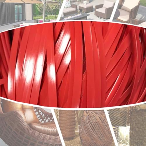 ZIUSFAC Rattan Weben Material Kunststoff Rattan Reparaturmaterial PE Wicker Repair Material Synthetische Rattan-Reparaturset Korbgeflecht Möbel Reparatur-Set(Red) von ZIUSFAC