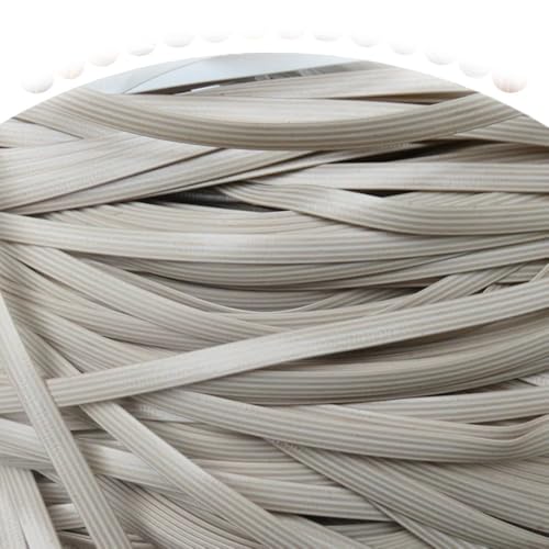 ZIUSFAC Synthetisches Rattan-Reparaturmaterial Für Terrassenmöbel Weiden-Reparaturmaterial 60 M PE Rattan Flaches Kunststoff Gewebtes Rattan(Beige) von ZIUSFAC