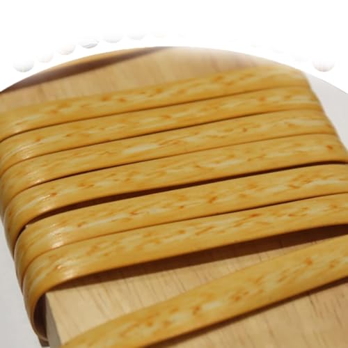 ZIUSFAC Synthetisches Rattan-Reparaturmaterial Für Terrassenmöbel Weiden-Reparaturmaterial 60 M PE Rattan Flaches Kunststoff Gewebtes Rattan(Wood Grain Yellow) von ZIUSFAC