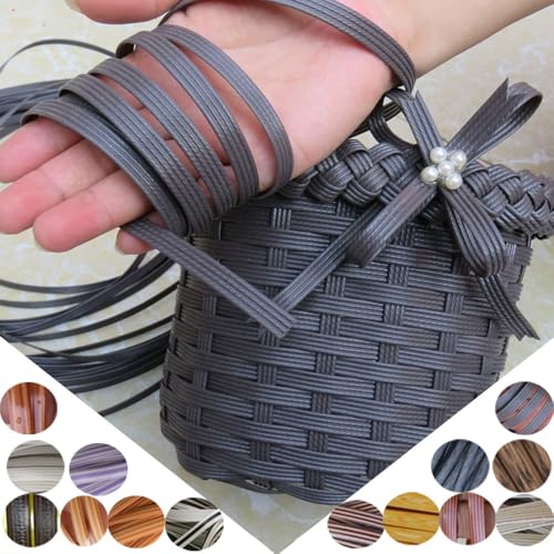ZIUSFAC Weiß Wicker Repair Material Kit Kunststoff Gewebtes Rattan-Reparaturmaterial Flaches RattanstäBchen Reparaturmaterial Für Gartenmöbel(Black 4) von ZIUSFAC