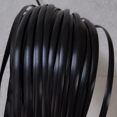 ZIUSFAC Weiß Wicker Repair Material Terrassenmöbel Rattan-Reparaturmaterial Flaches Kunststoff Flechtmaterial PE Weiden-Reparaturmaterial 60m(Black) von ZIUSFAC