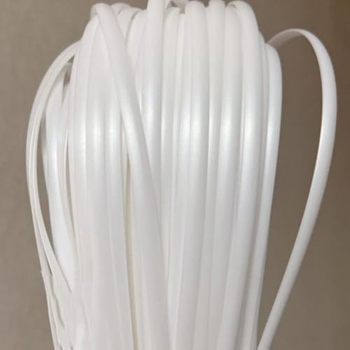 ZIUSFAC Weiß Wicker Repair Material Terrassenmöbel Rattan-Reparaturmaterial Flaches Kunststoff Flechtmaterial PE Weiden-Reparaturmaterial 60m(White) von ZIUSFAC