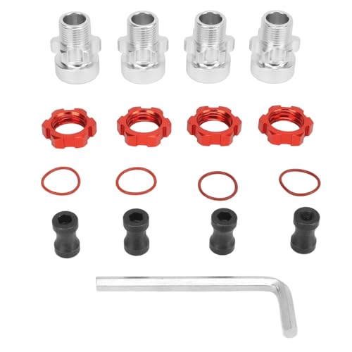Aluminiumlegierung RC Hex Adapter Professional 12 mm bis 17 mm Radadapter für Traxxas Slash Rostler Stampede RC -Autos (Rot) von ZIXINNKC