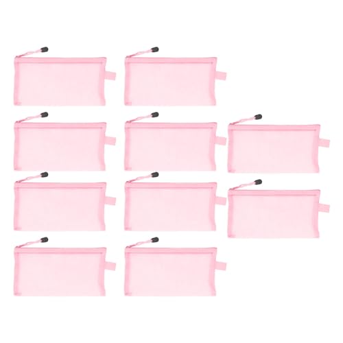ZIXINNKC Nylon Mesh Bencil Beutel wasserdichte, tränenfeste A6 Papierdokument -Datei Ordner Organizer Bags 10pcs Tragbarer Büroversorgungslagerung (Rosenate) von ZIXINNKC