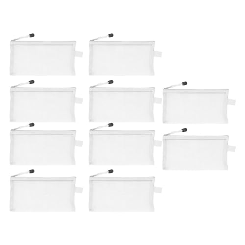 ZIXINNKC Nylon Mesh Bencil Beutel wasserdichte, tränenfeste A6 Papierdokument -Datei Ordner Organizer Bags 10pcs Tragbarer Büroversorgungslagerung (Weiß) von ZIXINNKC