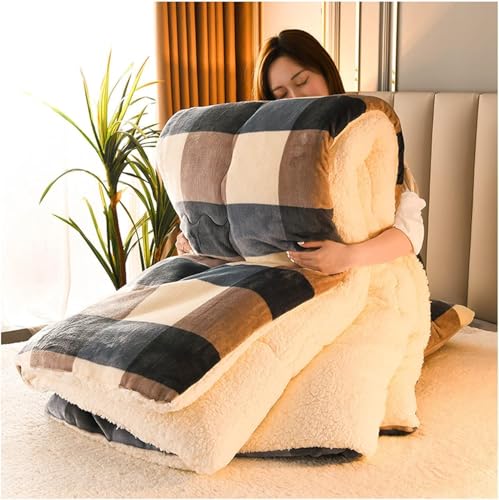 ZJGFCB Super Warmes Lammlamm Samtstoff Stoff Winter Quilt Decke, Verdickte Warme Atmungsaktive Kaschmirfaser-gefüllte Kernkerndecke Für Kaltes Wetter(Size:180x220cm（3kg）,Color:B) von ZJGFCB