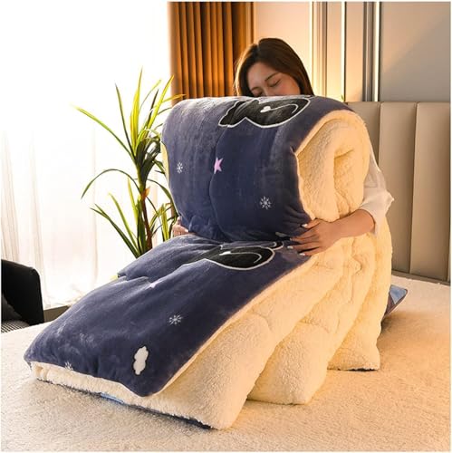 ZJGFCB Super Warmes Lammlamm Samtstoff Stoff Winter Quilt Decke, Verdickte Warme Atmungsaktive Kaschmirfaser-gefüllte Kernkerndecke Für Kaltes Wetter(Size:200x230cm（4kg）,Color:A) von ZJGFCB