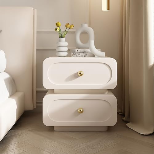 Moderner minimalistischer Nachttisch aus Massivholz für das Schlafzimmer, weißer Nachttisch für das Schlafzimmer mit Schubladen, Kommode für das Schlafzimmer, Nachttisch aus Holz, Aufbewahrungsschran von ZJHESXV