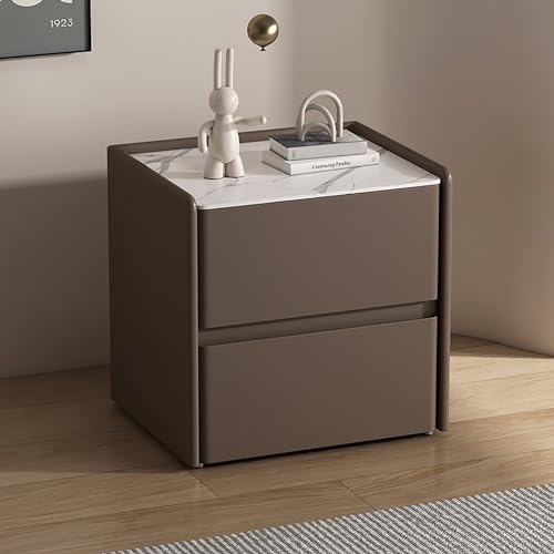 Moderner minimalistischer Nachttisch aus Massivholz für das Schlafzimmer mit Schieferplatte, Kommode für das Schlafzimmer, Schubladenschrank, Nachttisch aus Holz, weißer Nachttisch, Aufbewahrungsschr von ZJHESXV
