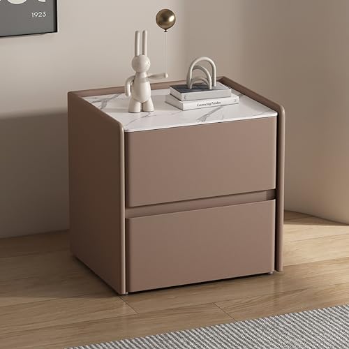 Moderner minimalistischer Nachttisch aus Massivholz für das Schlafzimmer mit Schieferplatte, Kommode für das Schlafzimmer, Schubladenschrank, Nachttisch aus Holz, weißer Nachttisch, Aufbewahrungsschr von ZJHESXV