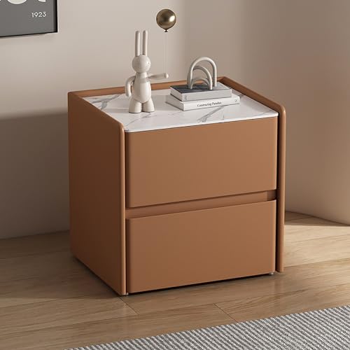 Moderner minimalistischer Nachttisch aus Massivholz für das Schlafzimmer mit Schieferplatte, Kommode für das Schlafzimmer, Schubladenschrank, Nachttisch aus Holz, weißer Nachttisch, Aufbewahrungsschr von ZJHESXV