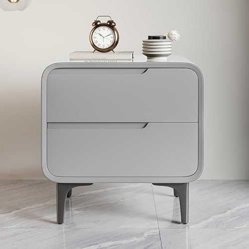 Moderner minimalistischer Nachttisch aus Massivholz für das Schlafzimmer mit Schubladen, Kommode für das Schlafzimmer, Nachttisch aus Holz, Schubladenschrank, grauer Nachttisch, Aufbewahrungsschrank von ZJHESXV