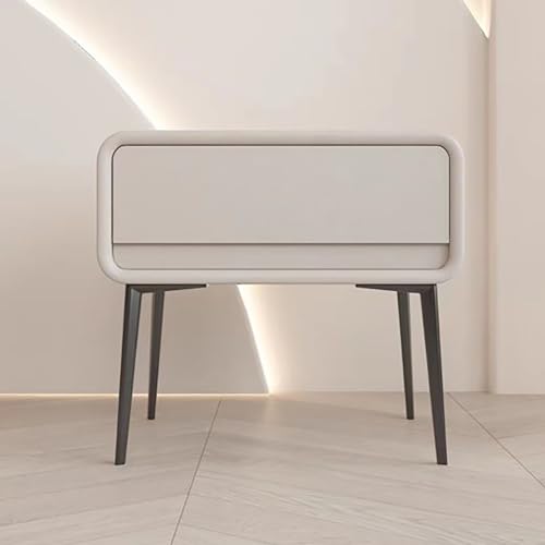 Moderner minimalistischer Nachttisch aus Massivholz für das Schlafzimmer mit Schubladen, weißer Aufbewahrungsschrank, Schubladenschrank, Nachttisch aus Holz, Beistelltisch aus Holz, Kommode (Farbe: B von ZJHESXV
