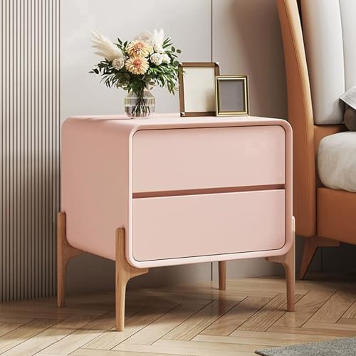 ZJHESXV Moderner, minimalistischer Nachttisch aus Massivholz mit Schubladen, Schlafzimmerschränke, Nachttische aus Holz, Kommoden, Lagerschränke aus Holz (Farbe: Pink, Ja) von ZJHESXV