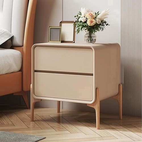 ZJHESXV Moderner, minimalistischer Nachttisch aus Massivholz mit Schubladen, Schlafzimmerschränken, Nachttischen aus Holz, Kommoden, Lagerschränken aus Holz (Farbe: Khaki, S von ZJHESXV