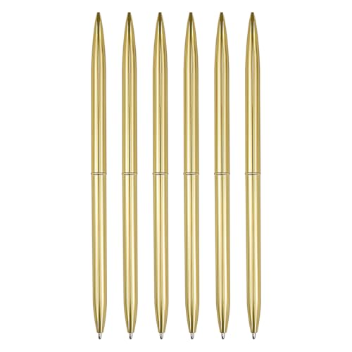 ZJIVQO Metall-Kugelschreiber, goldfarben, einziehbar, schlank, Kugelschreiber, Zuhause, Schule, Büro, Zubehör, Geschenk für Büro, Studenten, Lehrer, 6 Stück ZJIVQO Metall-Kugelschreiber, goldfarben, einziehbar, schlank, Kugelschreiber, Zuhause, Schule, Büro, Zubehör, Geschenk für Büro, Studenten, Lehrer, 6 Stück von ZJIVQO