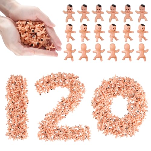 ZJJZGYXINTAI 120 Stück Kunststoff-Babys für Spiele, 2,5 cm Mini-Babys für Babyparty-Spiel, kleine Baby-Figuren für mein wassergebrochenes Eiswürfelspiel, Königskuchenbabys für Party-Dekorationen von ZJJZGYXINTAI