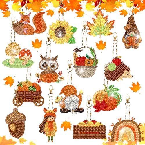 ZJKUBOIS Herbst Diamond Painting Schlüsselanhänger Anhänger 15 Stück,Doppelseitige DIY Diamond Painting Bastelset mit Herbst Wichtel,Herbst Dekoration Geschenk für Erntedankfest Halloween Hängend ZJKUBOIS Herbst Diamond Painting Schlüsselanhänger Anhänger 15 Stück,Doppelseitige DIY Diamond Painting Bastelset mit Herbst Wichtel,Herbst Dekoration Geschenk für Erntedankfest Halloween Hängend von ZJKUBOIS