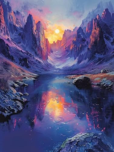 Berg Diamond Painting Erwachsene, 5D Diamant Painting Bilder Landschaft Muster Design, Eckige Steine Diamond Art Kinder DIY Strass Stickerei Bastelset für Wanddeko Schlafzimmer, (35x50 cm) -zjn2506NE von ZJNBBDOU