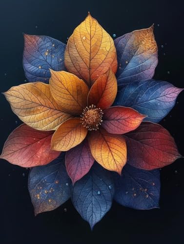 Blume Diamond Painting Erwachsene, 5D Diamant Painting Bilder Blatt Muster Design, Eckige Steine Diamond Art Kinder DIY Strass Stickerei Bastelset für Wanddeko Schlafzimmer, (35x50 cm) -zjn2506Q8 von ZJNBBDOU
