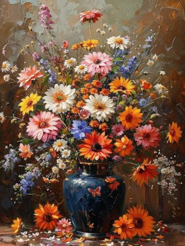 Chrysantheme Diamond Painting Erwachsene, 5D Diamant Painting Bilder Sonnenblume Muster Design, Eckige Steine Diamond Art Kinder DIY Strass Stickerei Bastelset für Zimmer Deko, (50x70 cm) -zjn25066M von ZJNBBDOU