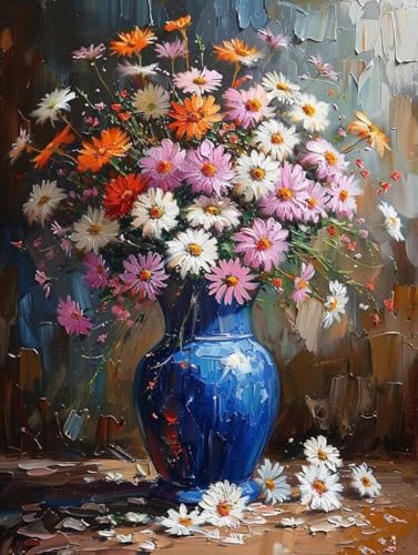 Chrysantheme Diamond Painting Erwachsene, 5D Diamant Painting Bilder Vase Muster Design, Eckige Steine Diamond Art Kinder DIY Strass Stickerei Bastelset für Zimmer Deko, (20x30 cm) -zjn25064X189 von ZJNBBDOU