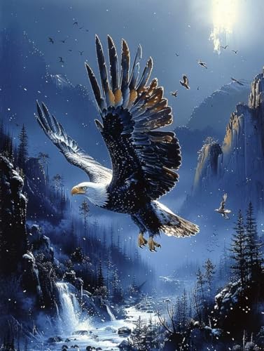 Diamond Painting Adler, Tier Diamond Painting Erwachsene Groß XXL 70x95cm, 5D DIY Eckige Steine Diamant Malerei Bilder Erwachsene Mosaik Bastelset für Zimmer Deko Wohnzimmer, Geschenke -zjn2506RY von ZJNBBDOU