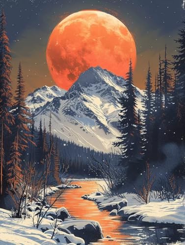 Diamond Painting Berg, Landschaft Diamond Painting Erwachsene Groß XXL (80x110cm), 5D DIY Eckige Steine Diamant Malerei Bilder Erwachsene Mosaik Bastelset für Deko Wohnzimmer, Geschenke -zjn2506FY von ZJNBBDOU