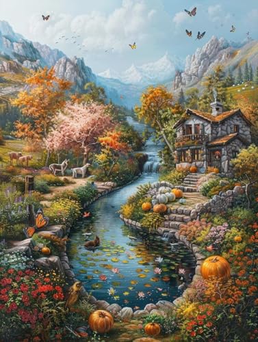Diamond Painting Herbst, Landschaft Diamond Painting Erwachsene Groß XXL 70x95cm, 5D DIY Eckige Steine Diamant Malerei Bilder Erwachsene Mosaik Bastelset für Deko Wohnzimmer, Geschenke -zjn2506QA Diamond Painting Herbst, Landschaft Diamond Painting Erwachsene Groß XXL 70x95cm, 5D DIY Eckige Steine Diamant Malerei Bilder Erwachsene Mosaik Bastelset für Deko Wohnzimmer, Geschenke -zjn2506QA von ZJNBBDOU