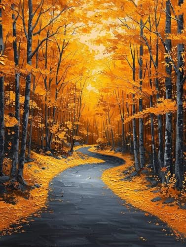 Diamond Painting Herbst, Wald Diamond Painting Erwachsene Groß XXL 70x95cm, 5D DIY Eckige Steine Diamant Malerei Bilder Erwachsene Mosaik Bastelset für Zimmer Deko Wohnzimmer, Geschenke -zjn2506LX von ZJNBBDOU