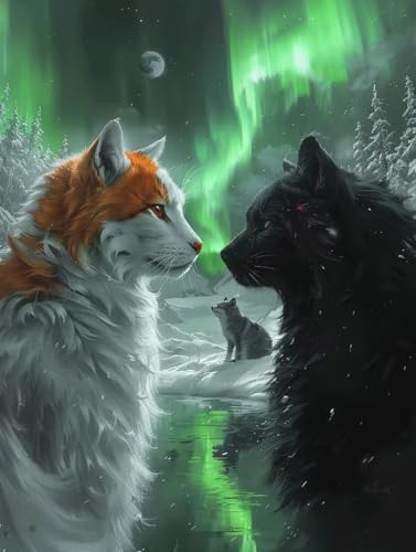 Diamond Painting Katze, Aurora Diamond Painting Erwachsene Groß XXL 60x80cm, 5D DIY Eckige Steine Diamant Malerei Bilder Erwachsene Mosaik Bastelset für Zimmer Deko Wohnzimmer, Geschenke -zjn25069K von ZJNBBDOU