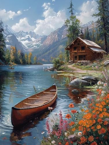 Diamond Painting Landschaft, Häuser Diamond Painting Erwachsene Groß XXL (60x80cm), 5D DIY Eckige Steine Diamant Malerei Bilder Erwachsene Mosaik Bastelset für Deko Wohnzimmer, Geschenke -zjn250649 von ZJNBBDOU