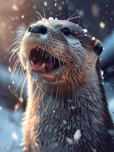 Diamond Painting Otter, Tier Diamond Painting Erwachsene Groß XXL (30x40cm), 5D DIY Eckige Steine Diamant Malerei Bilder Erwachsene Mosaik Bastelset für Zimmer Deko Wohnzimmer, Geschenke -zjn25065M von ZJNBBDOU