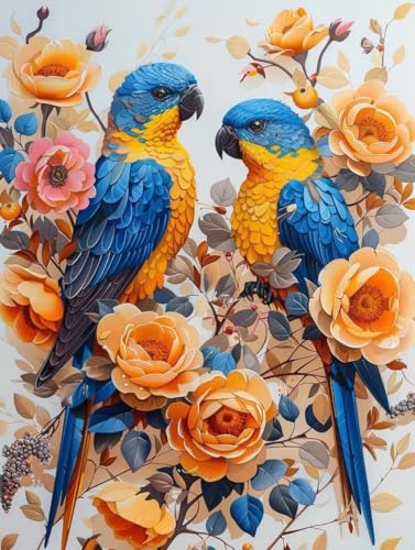 Diamond Painting Papagei, Rose Diamond Painting Erwachsene Groß XXL (100x135cm), 5D DIY Eckige Steine Diamant Malerei Bilder Erwachsene Mosaik Bastelset für Deko Wohnzimmer, Geschenke -zjn2506CU von ZJNBBDOU