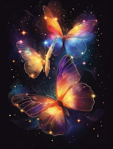 Diamond Painting Schmetterling, Traum Diamond Painting Erwachsene Groß XXL (60x80cm), 5D DIY Eckige Steine Diamant Malerei Bilder Erwachsene Mosaik Bastelset für Deko Wohnzimmer, Geschenke -zjn2506HP von ZJNBBDOU