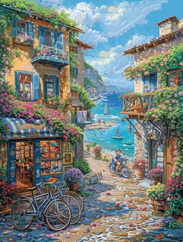 Diamond Painting Stadt, Landschaft Diamond Painting Erwachsene Groß XXL (80x110cm), 5D DIY Eckige Steine Diamant Malerei Bilder Erwachsene Mosaik Bastelset für Deko Wohnzimmer, Geschenke -zjn2506B6 von ZJNBBDOU
