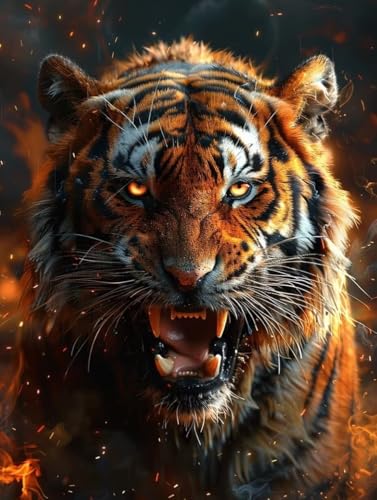 Diamond Painting Tiger, Tier Diamond Painting Erwachsene Groß XXL (90x120cm), 5D DIY Eckige Steine Diamant Malerei Bilder Erwachsene Mosaik Bastelset für Zimmer Deko Wohnzimmer, Geschenke -zjn2506J3 von ZJNBBDOU