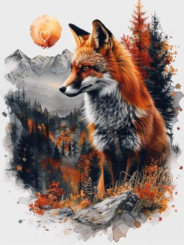 Fuchs Diamond Painting Erwachsene, 5D Diamant Painting Bilder Tier Muster Design, Eckige Steine Diamond Art Kinder DIY Strass Stickerei Bastelset für Wanddeko Schlafzimmer, (50x70 cm) -zjn250644 von ZJNBBDOU