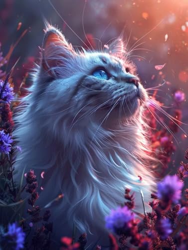 Katze Diamond Painting Erwachsene, 5D Diamant Painting Bilder Tier Muster Design, Eckige Steine Diamond Art Kinder DIY Strass Stickerei Bastelset für Wanddeko Schlafzimmer, 30 x 40cm -zjn2506O9 von ZJNBBDOU