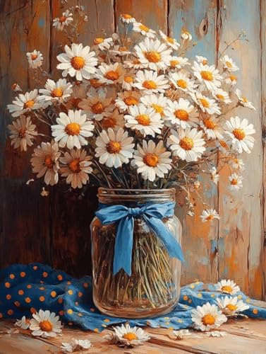 Malen Nach Zahlen Chrysantheme Malen Nach Zahlen Erwachsene, Paint by Numbers Vase Paint by Numbers Adult mit 3 Pinsel und Acrylfarben für Zimmer Deko, Geschenke für Frauen (80x120cm) -zjn2507PN von ZJNBBDOU