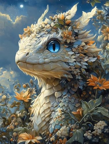 Malen Nach Zahlen Drachen Malen Nach Zahlen Erwachsene, Paint by Numbers Blumen Paint by Numbers Adult mit 3 Pinsel und Acrylfarben für Zimmer Deko, Geschenke für Frauen 60 x 80 cm -zjn25075D41O von ZJNBBDOU