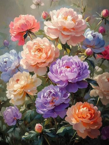 Malen Nach Zahlen Erwachsene, Malen Nach Zahlen Blumen Paint by Numbers Blumen Painting by Numbers DIY Set Erwachsene mit 3 Pinsel und Acrylfarben Set für Deko Wohnzimmer (60x80cm) -zjn250724541 von ZJNBBDOU