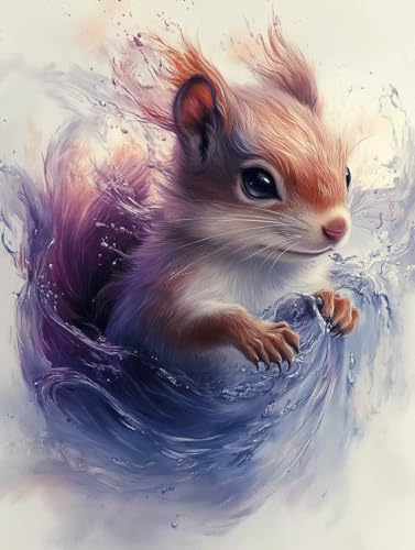 Malen Nach Zahlen Erwachsene, Malen Nach Zahlen Eichhörnchen Paint by Numbers Tiere Painting by Numbers DIY Set Erwachsene mit 3 Pinsel und Acrylfarben Set für Deko Wohnzimmer (40x60cm) -zjn250787 von ZJNBBDOU
