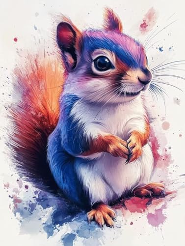 Malen Nach Zahlen Erwachsene, Malen Nach Zahlen Eichhörnchen Paint by Numbers Tiere Painting by Numbers DIY Set Erwachsene mit 3 Pinsel und Acrylfarben Set für Deko Wohnzimmer (40x60cm) -zjn2507D6 von ZJNBBDOU